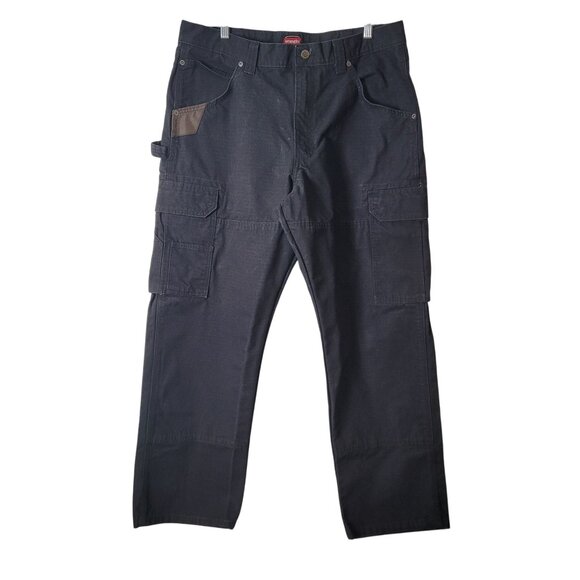 Wrangler Workwear Black Cargo Pants With Utility Pockets Rugged Design & Relaxed - Picture 2 of 13